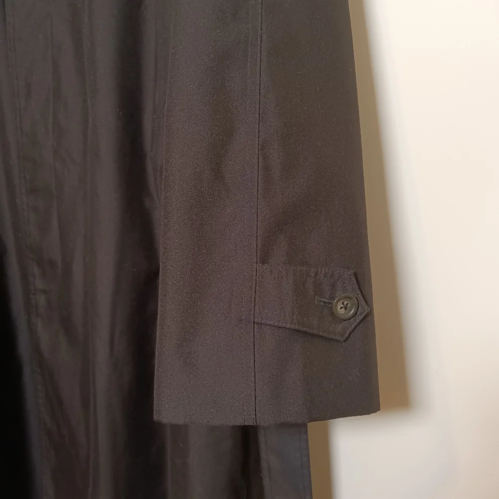 Ralph Lauren Vintage Mens Black Trench Overcoat Raincoat 44R Single Breasted